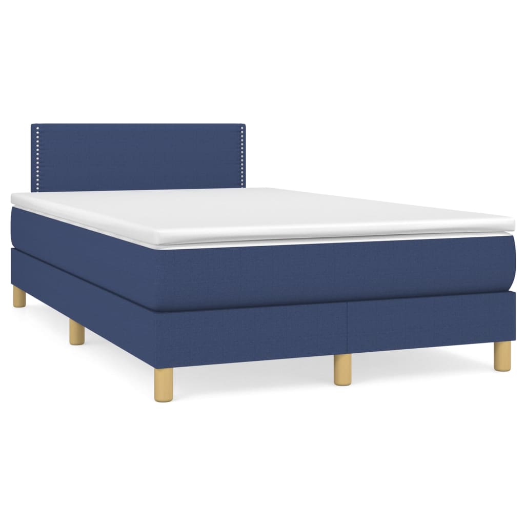 vidaXL Κρεβάτι Boxspring με Στρώμα Μπλε 120x200 εκ. Υφασμάτινο