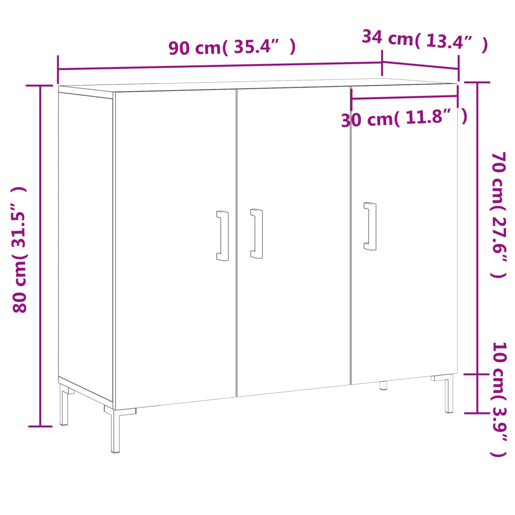 vidaXL Ντουλάπι Καπνιστή Δρυς 90x34x80 εκ. Επεξεργασμένο Ξύλο