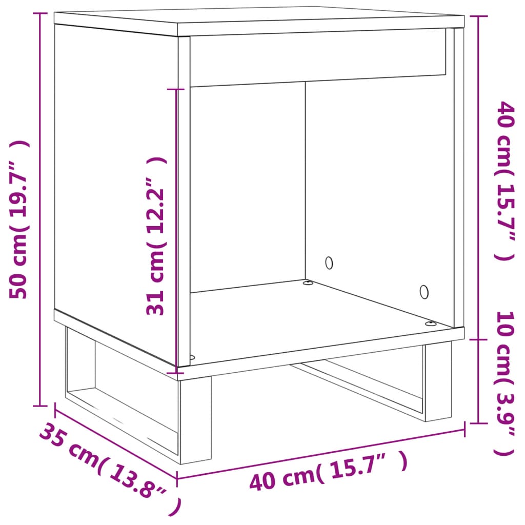 vidaXL Κομοδίνο Γκρι Sonoma 40 x 35 x 50 εκ. από Επεξεργασμένο Ξύλο