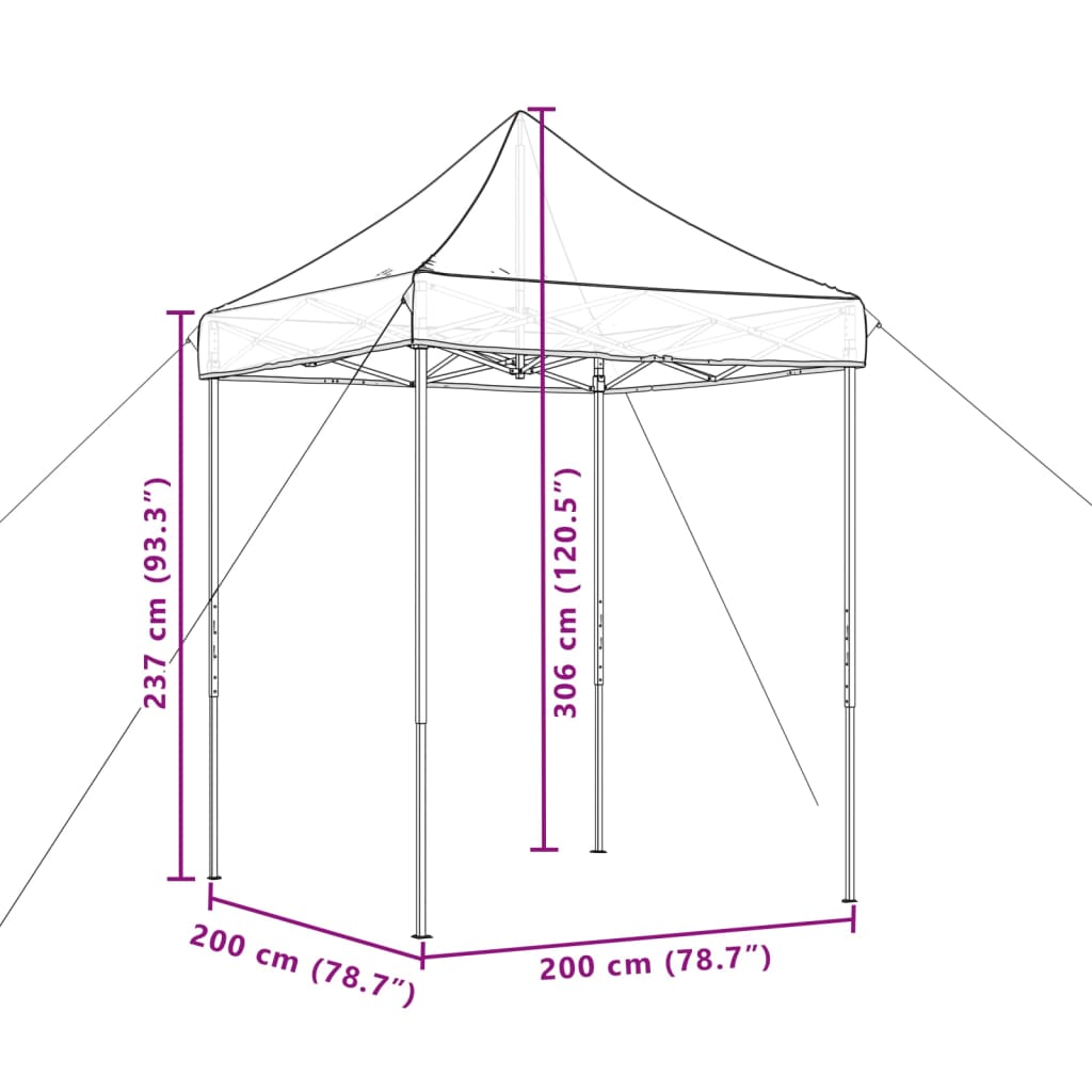 vidaXL Τέντα Εκδηλώσεων Πτυσσόμενη Pop-Up Μπορντό 200x200x306 εκ.