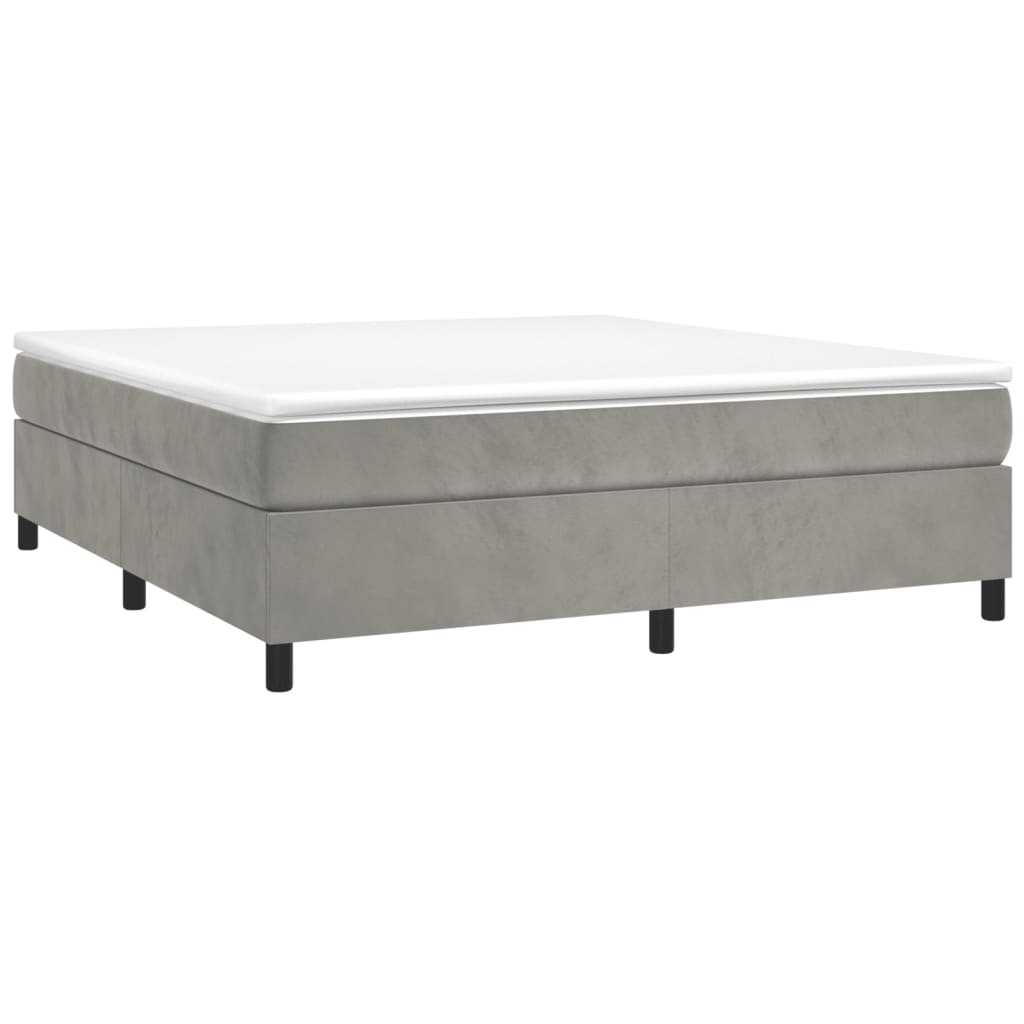 vidaXL Κρεβάτι Boxspring με Στρώμα Ανοιχτό Γκρι 160x200 εκ. Βελούδινο