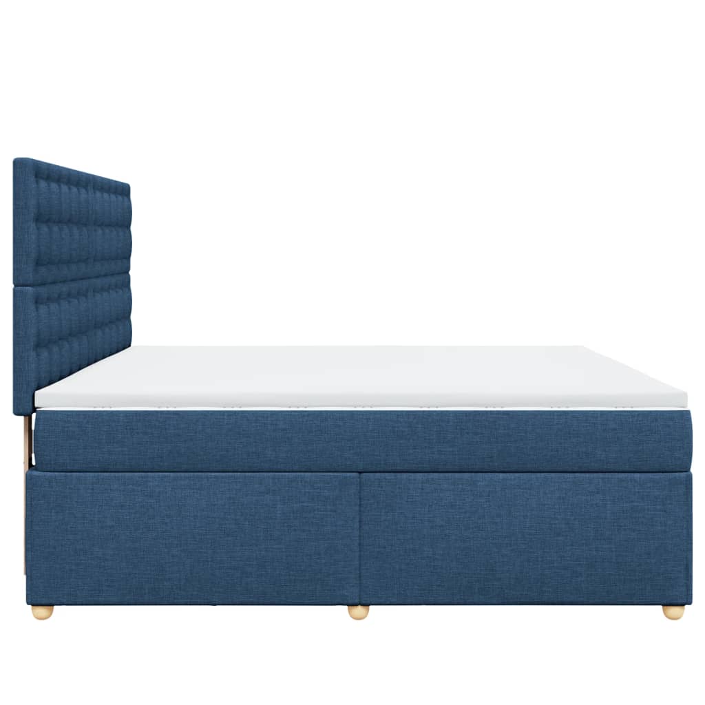 vidaXL Κρεβάτι Boxspring με Στρώμα Μπλε 180x200 εκ. Υφασμάτινο