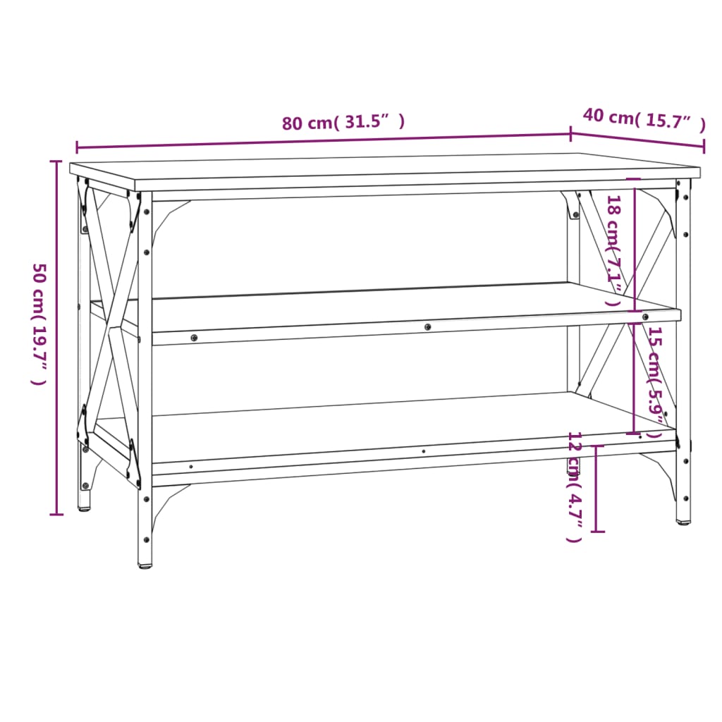 vidaXL Έπιπλο Τηλεόρασης Καπνιστή Δρυς 80x40x50 εκ. Επεξ. Ξύλο