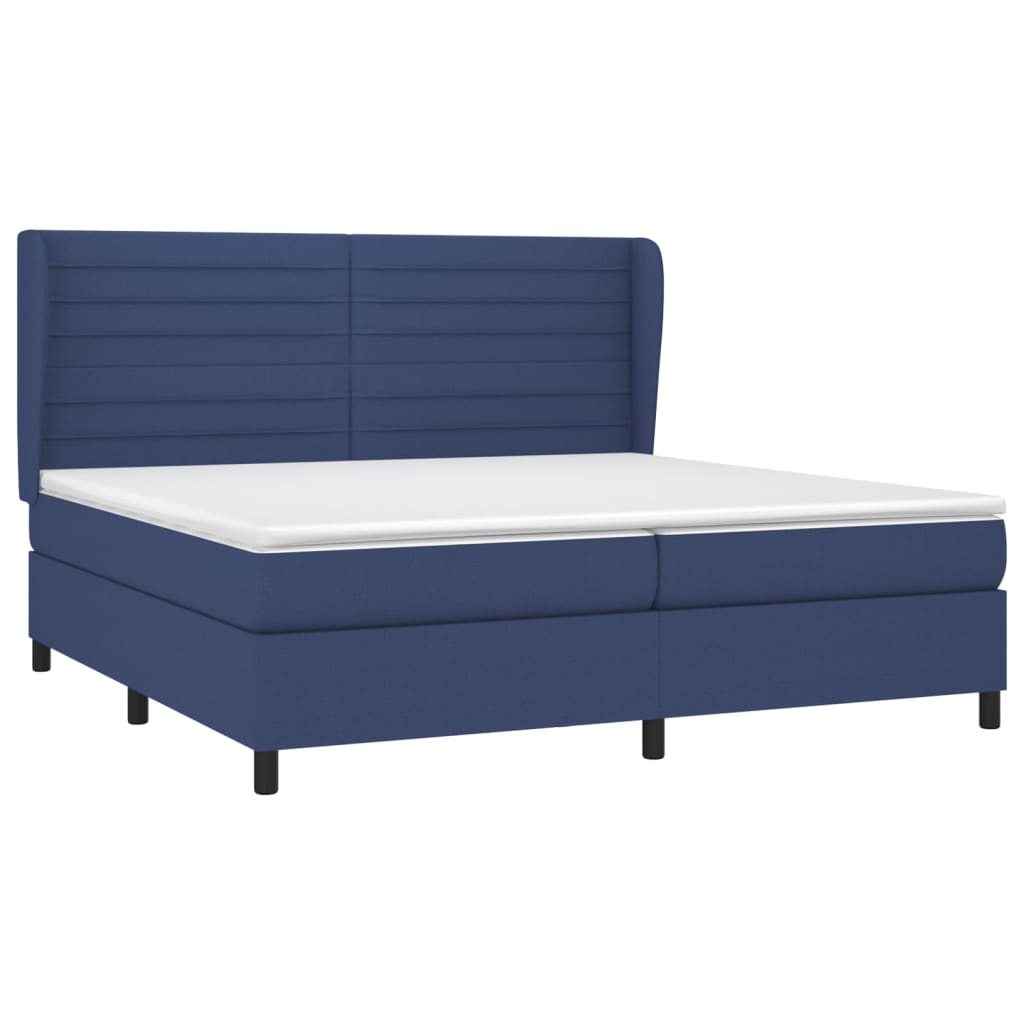 vidaXL Κρεβάτι Boxspring με Στρώμα Μπλε 200x200 εκ. Υφασμάτινο