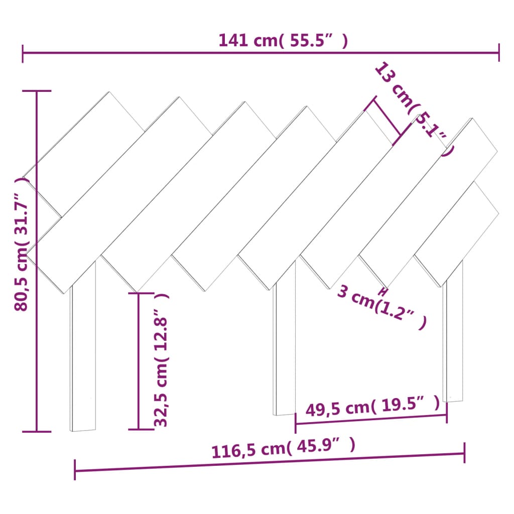 vidaXL Κεφαλάρι Κρεβατιού Λευκό 141x3x80,5 εκ. από Μασίφ Ξύλο Πεύκου