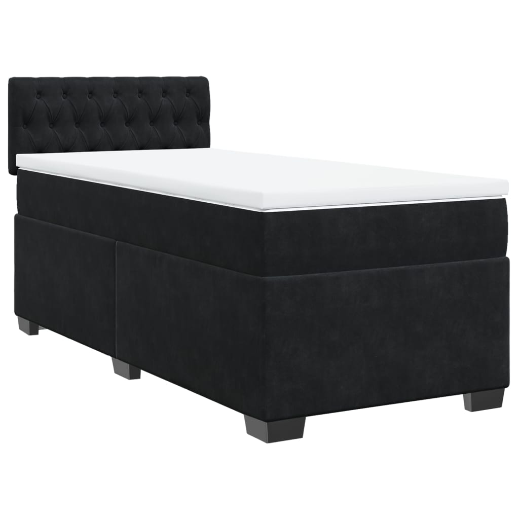 vidaXL Κρεβάτι Boxspring με Στρώμα Μαύρο 90x190 εκ. Βελούδινο