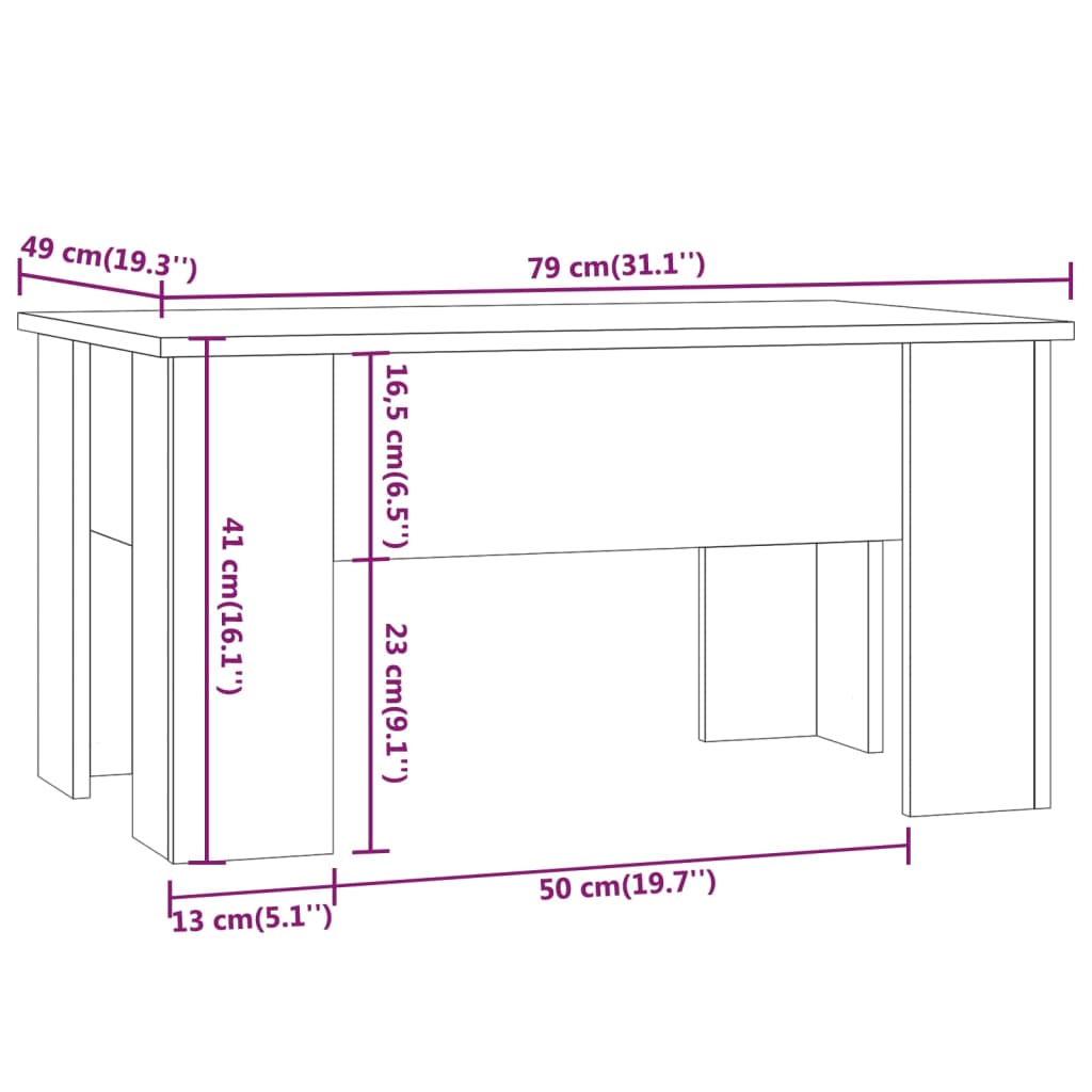 vidaXL Τραπεζάκι Σαλονιού Καφέ Δρυς 79x49x41 εκ. Επεξεργασμένο Ξύλο