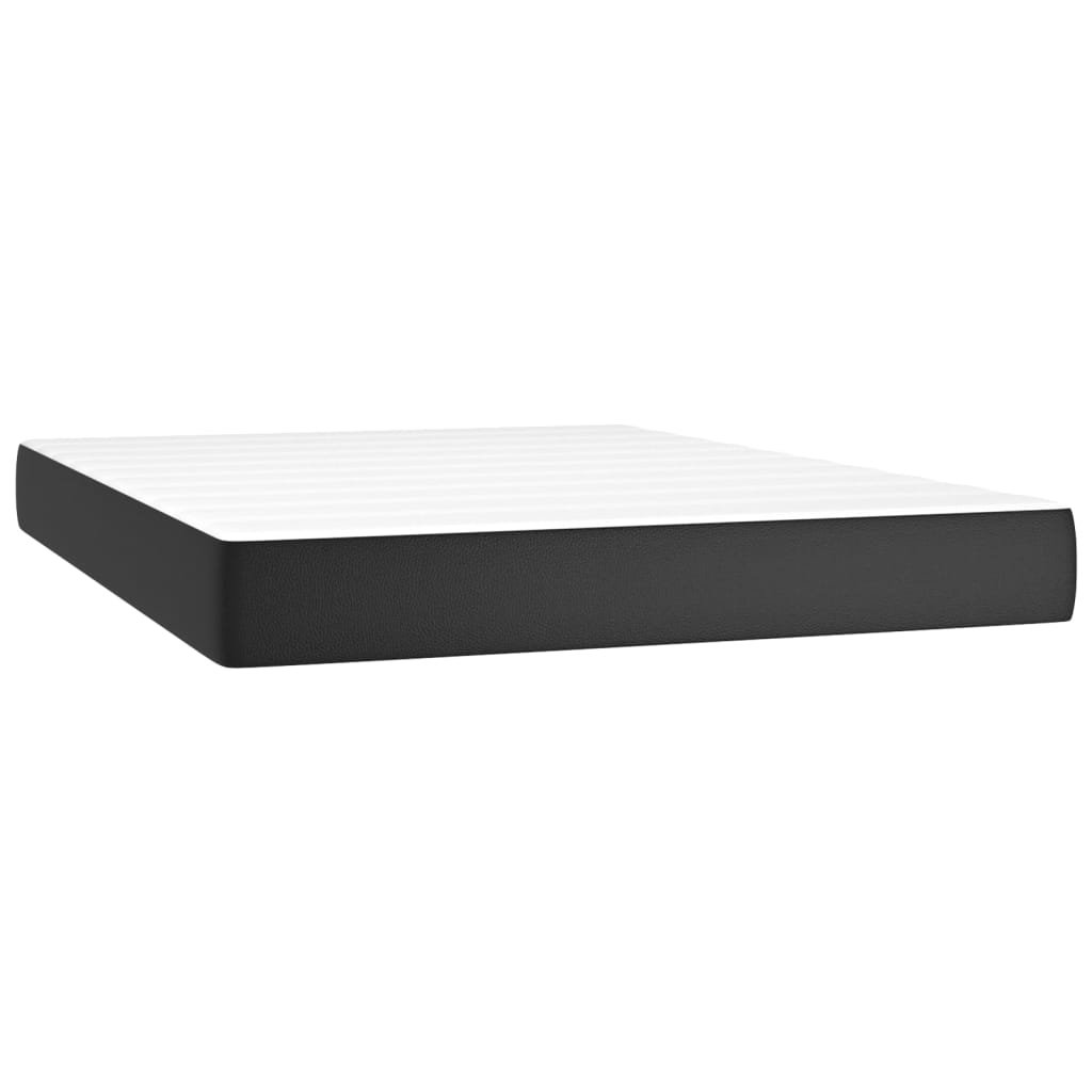 vidaXL Κρεβάτι Boxspring με Στρώμα & LED Μαύρο 140x200 εκ. Συνθ. Δέρμα