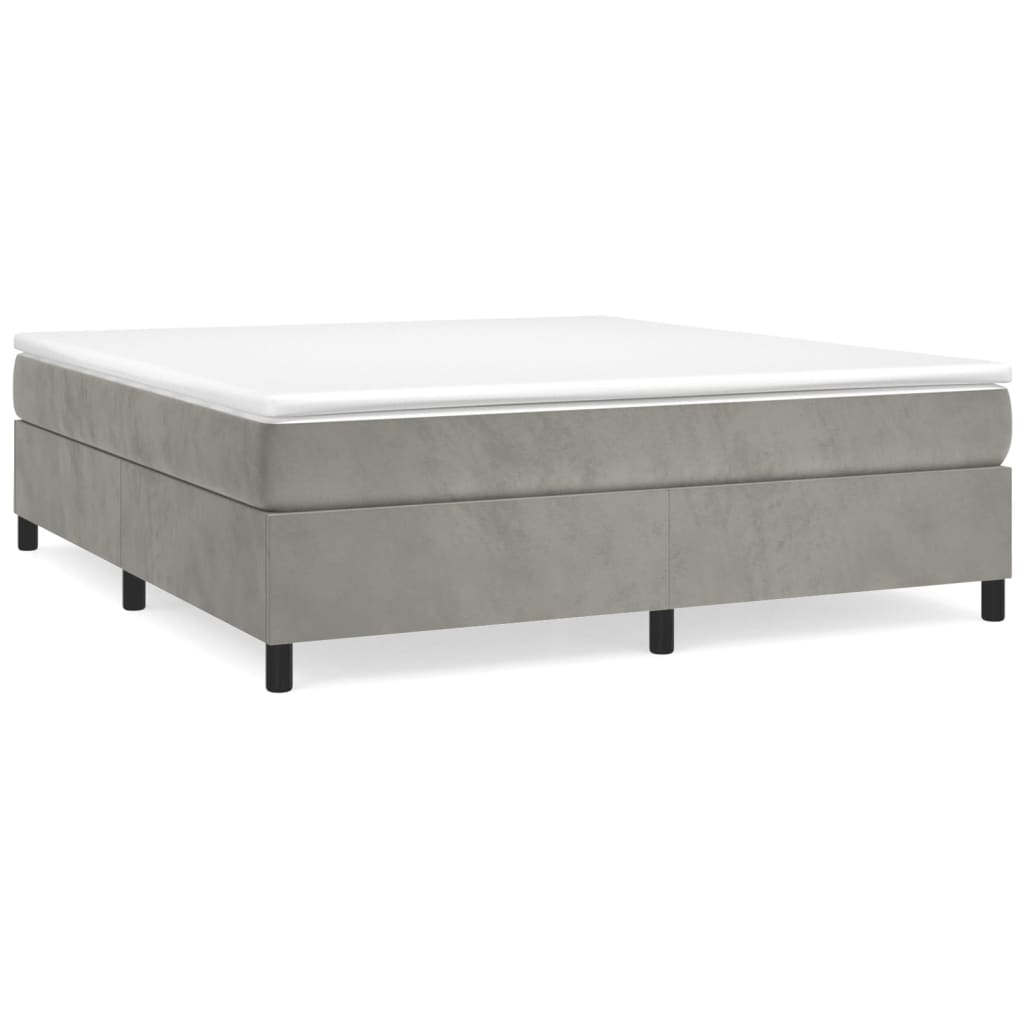 vidaXL Κρεβάτι Boxspring με Στρώμα Ανοιχτό Γκρι 160x200 εκ. Βελούδινο