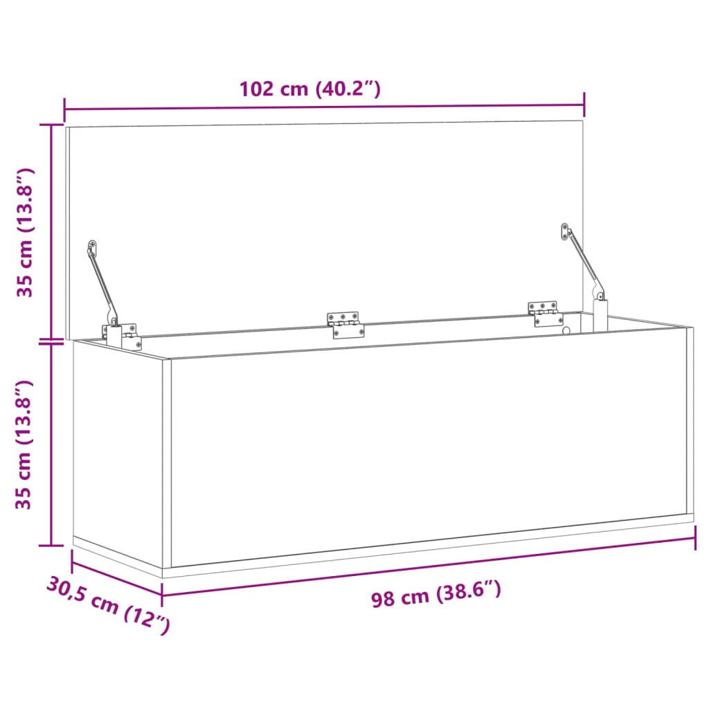 vidaXL Κουτί Αποθήκευσης Καπνιστή Δρυς 102x35x35εκ. Επεξεργασμένο Ξύλο