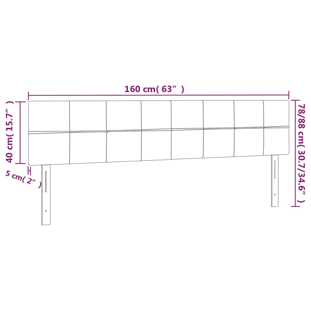 vidaXL Κεφαλάρια Κρεβατιού 2 τεμ. Μαύρα 80 x 5 x 78/88 εκ. Υφασμάτινο