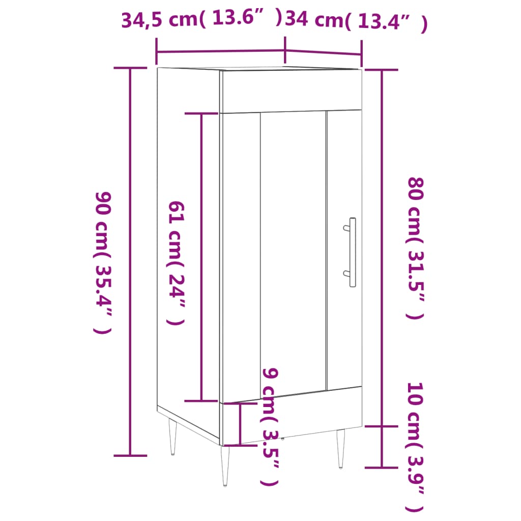 vidaXL Ντουλάπι Καπνιστή Δρυς 34,5 x 34 x 90 εκ. Επεξεργασμένο Ξύλο