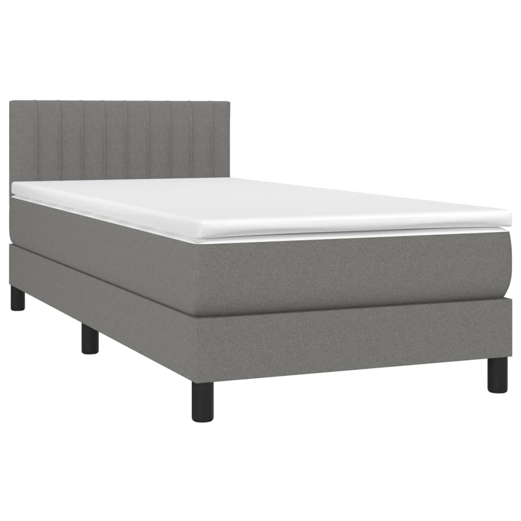 vidaXL Κρεβάτι Boxspring με Στρώμα Σκούρο Γκρι 90x190 εκ. Υφασμάτινο