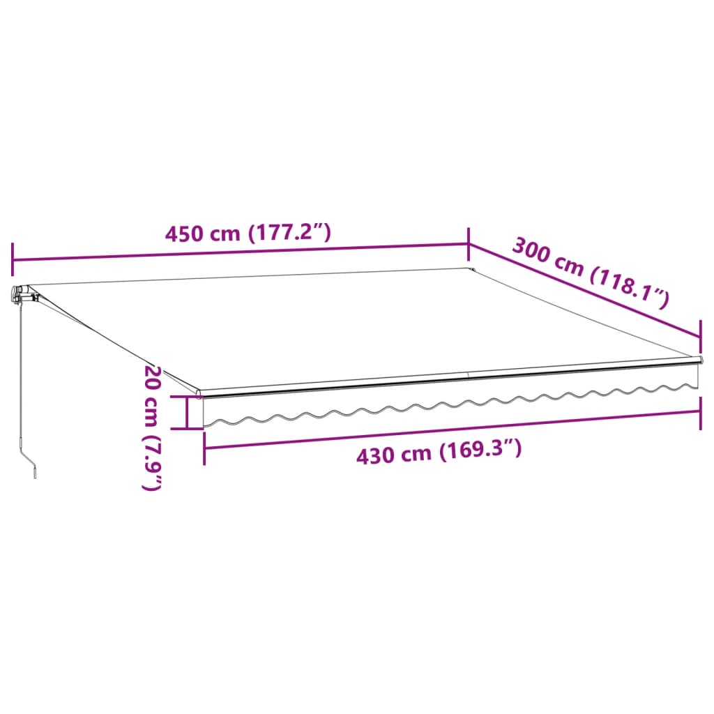 vidaXL Τέντα Πτυσσόμενη Χειροκίνητη με LED Ανθρακί / Λευκή 450x300 εκ.