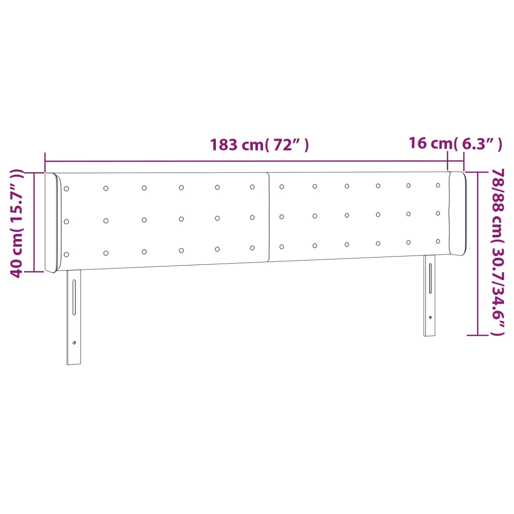 vidaXL Κεφαλάρι Κρεβατιού LED Καπουτσίνο 183x16x78/88εκ. Συνθετ. Δέρμα