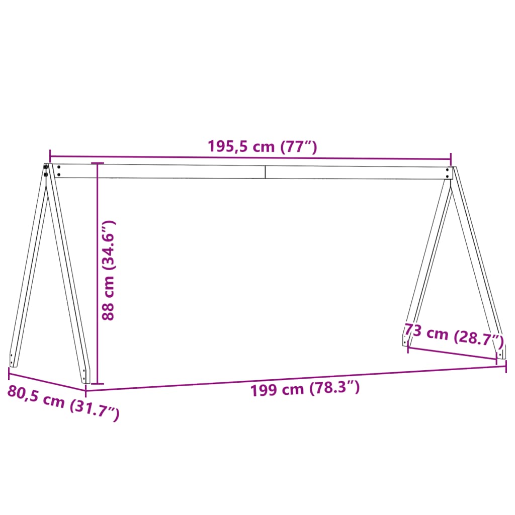 vidaXL Οροφή Κρεβατιού Παιδική Λευκό 199x80,5x88 εκ. Μασίφ Ξύλο Πεύκου