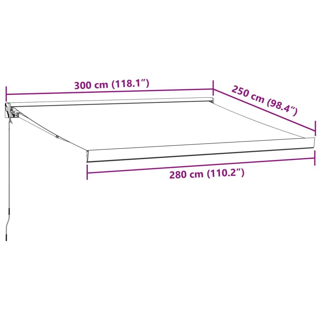 vidaXL Τέντα Πτυσσόμενη Ανθρακί / Λευκή 3 x 2,5 μ. Ύφασμα / Αλουμίνιο