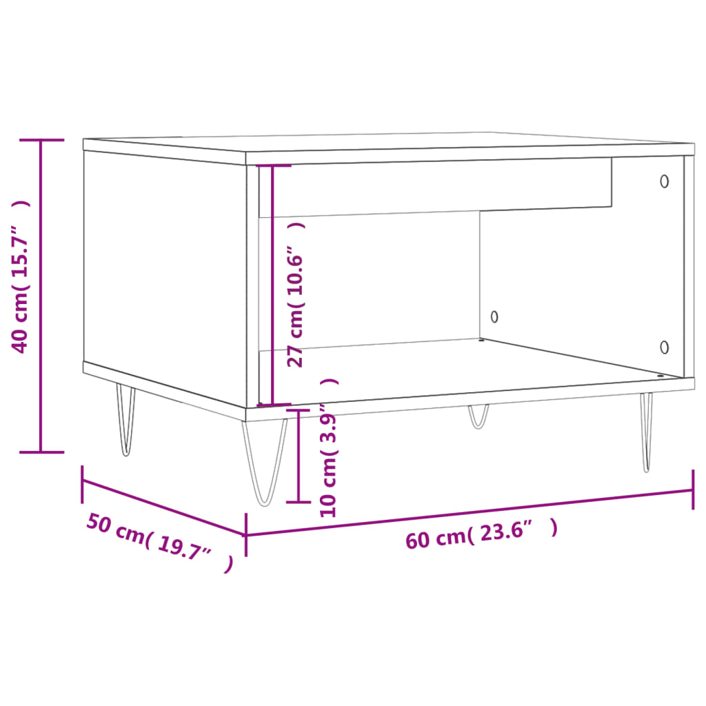 vidaXL Τραπεζάκι Σαλονιού Γκρι Sonoma 60x50x40 εκ. από Επεξεργ. Ξύλο