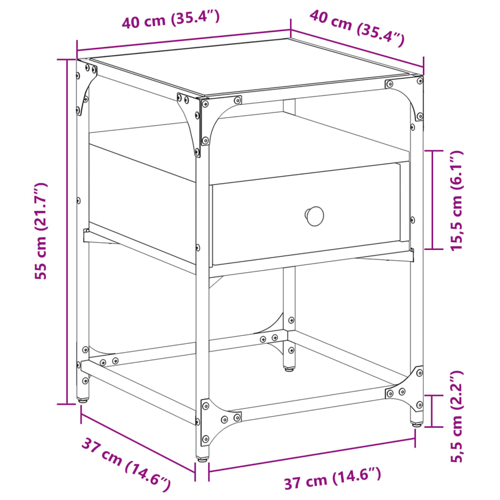 vidaXL Κομοδίνο Γκρι Sonoma 40x40x55 εκ. από Επεξεργασμένο Ξύλο