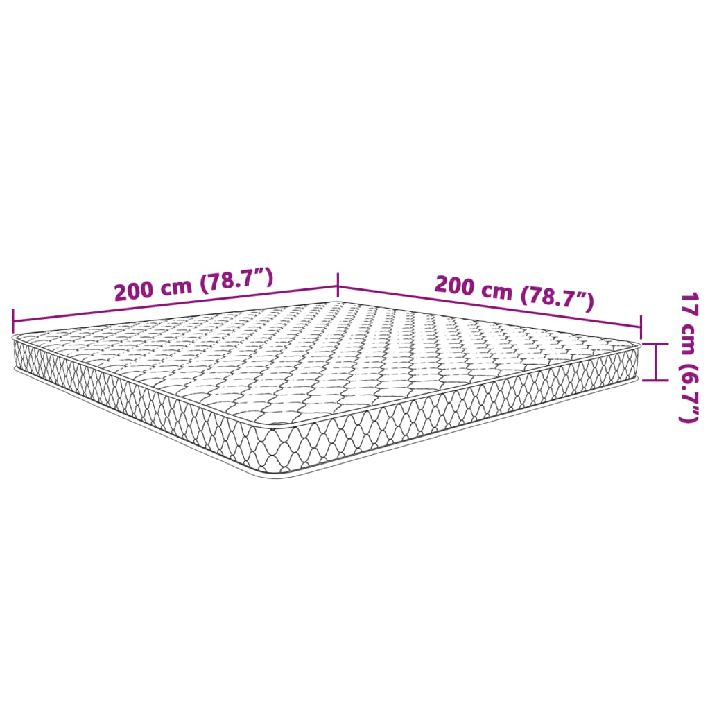 vidaXL Στρώμα με Αφρό Μνήμης Λευκό 200x200x17 εκ.