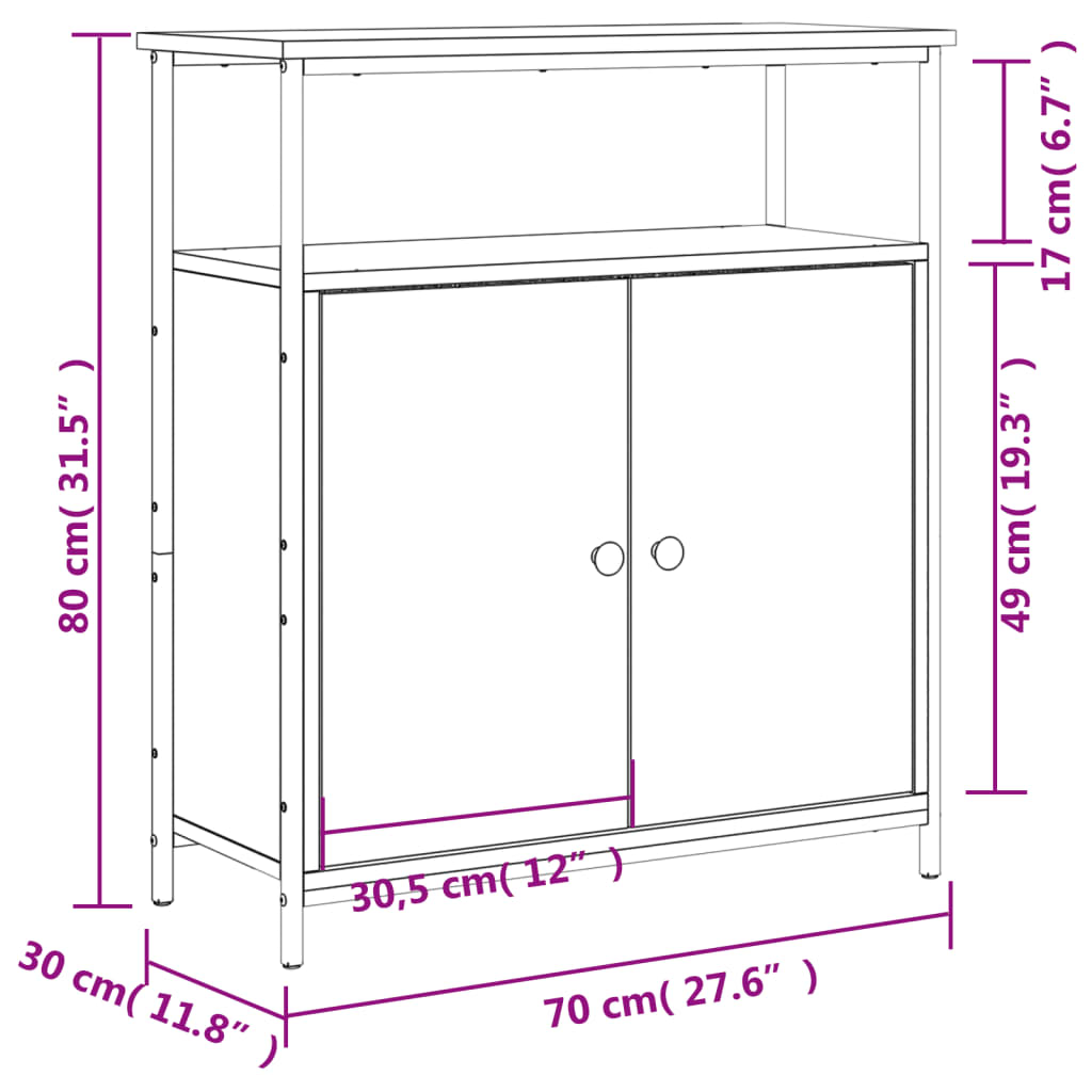 vidaXL Ντουλάπι Καπνιστή Δρυς 70 x 30 x 80 εκ. από Επεξεργ. Ξύλο