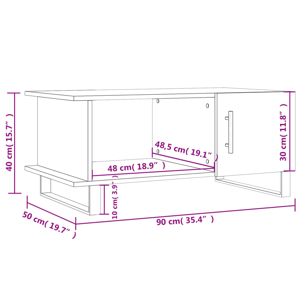 vidaXL Τραπεζάκι Σαλονιού Sonoma Δρυς 90x50x40 εκ. Επεξεργασμένο Ξύλο