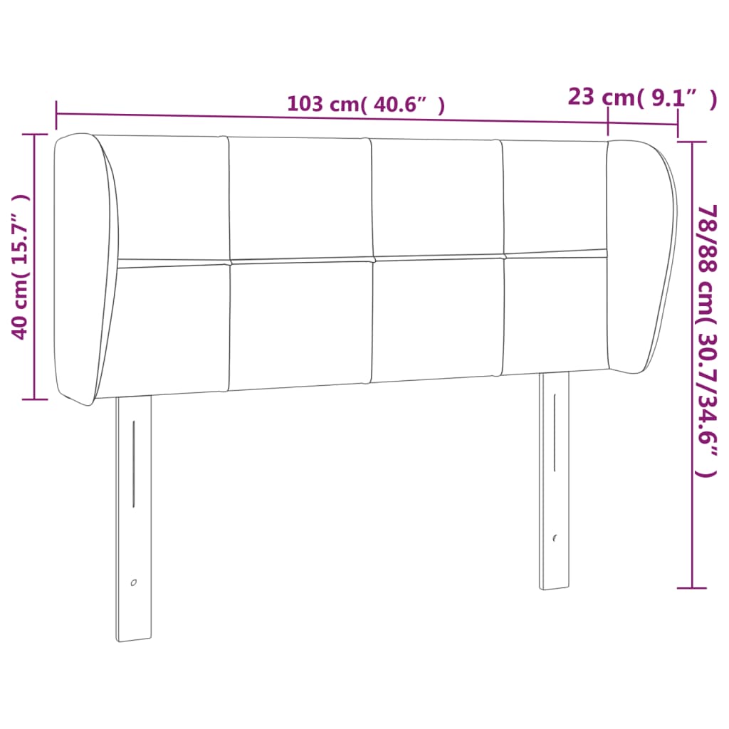 vidaXL Κεφαλάρι με Πτερύγια Ανοιχτό Γκρι 103x23x78/88 εκ. Βελούδινο