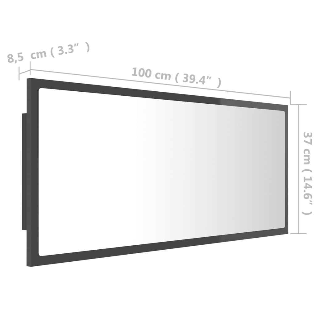 vidaXL Καθρέφτης Μπάνιου με LED Γυαλ. Γκρι 100x8,5x37 εκ. Ακρυλικός