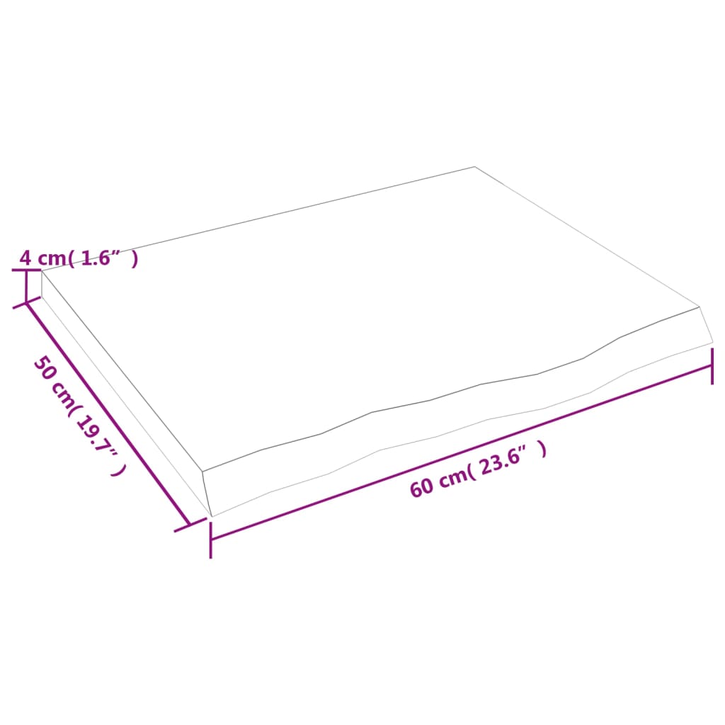 vidaXL Πάγκος Μπάνιου 60 x 50 x (2-4) εκ. από Ακατέργαστο Μασίφ Ξύλο