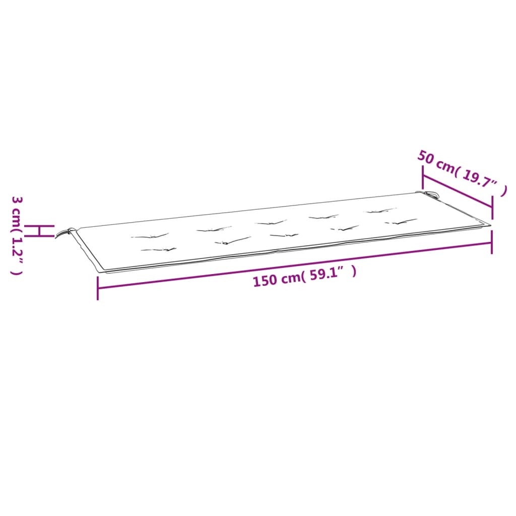 vidaXL Μαξιλάρι Πάγκου Κήπου Πολύχρωμο 150 x 50 x 3 εκ. Ύφασμα Oxford