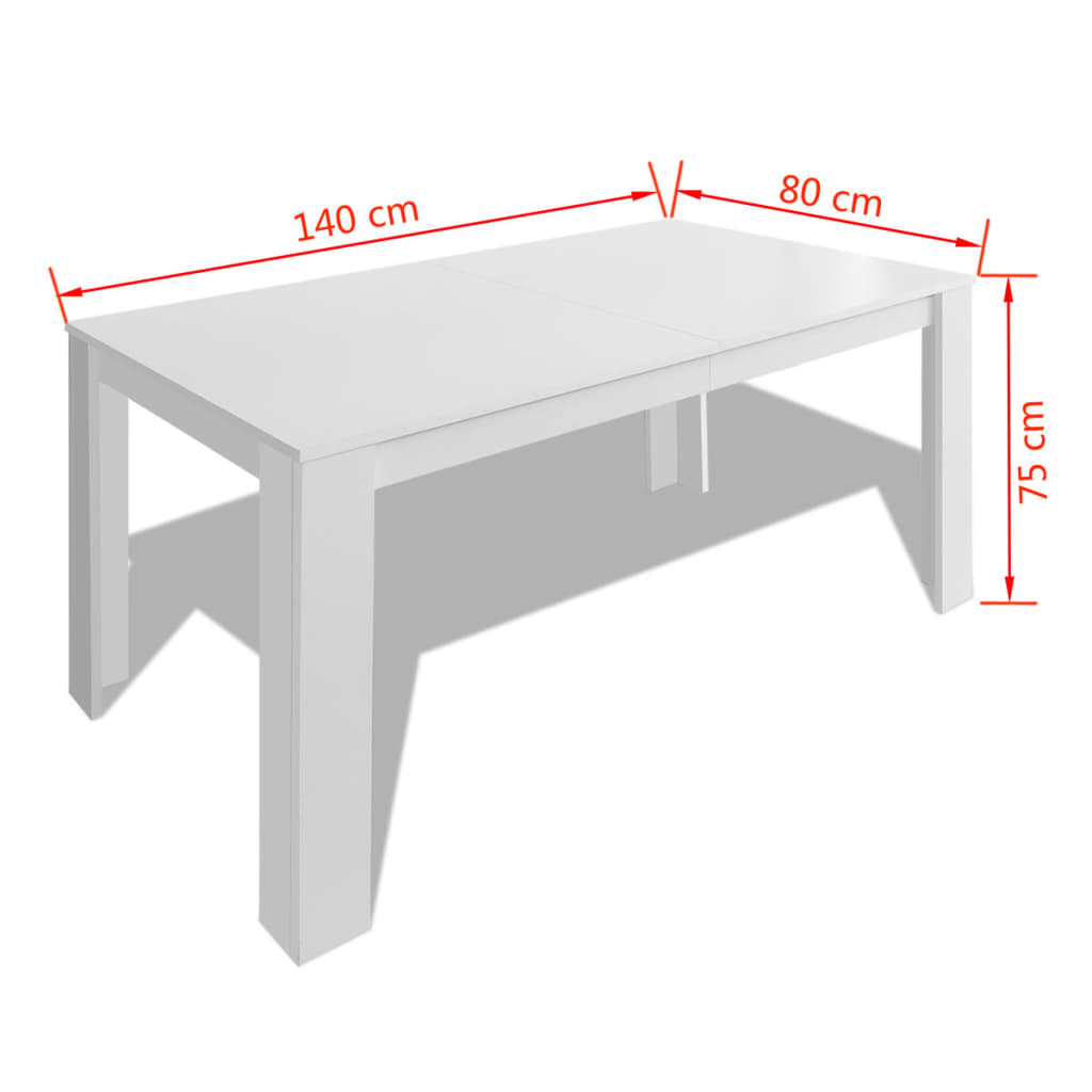 vidaXL Τραπεζαρία Λευκή 140 x 80 x 75 εκ.