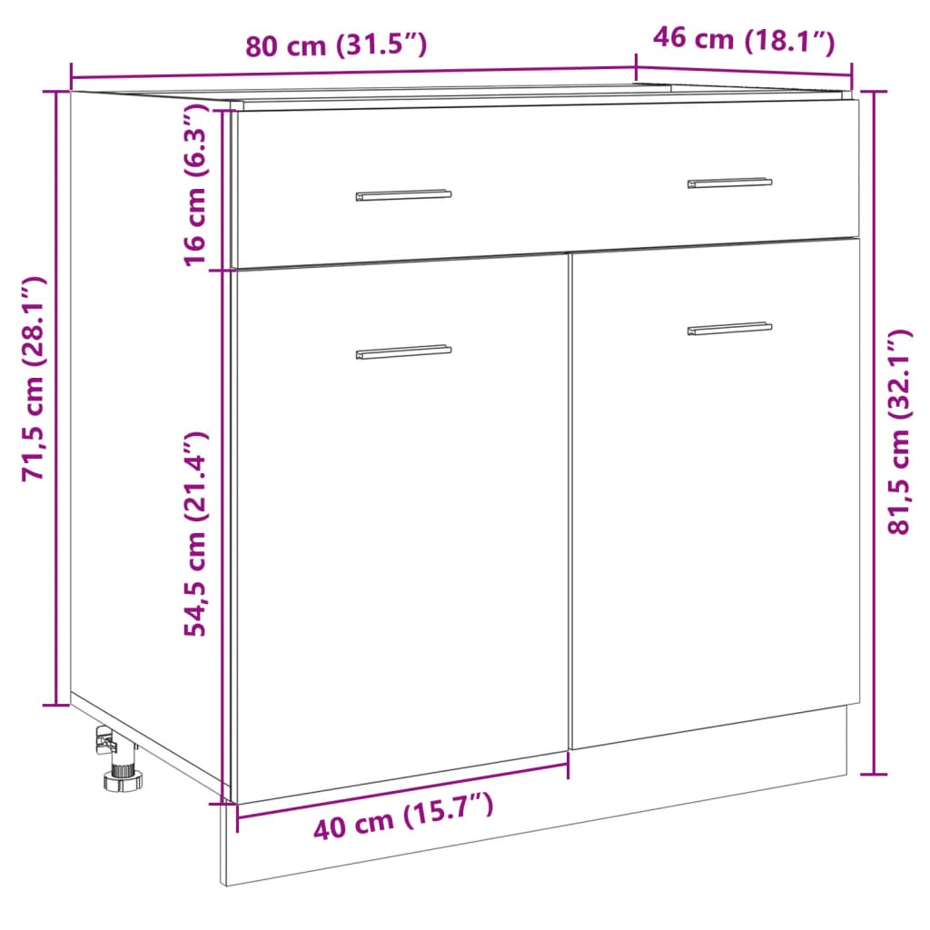 vidaXL Ντουλάπι με Συρτάρι Sonoma Δρυς 80x46x81,5 εκ. Μοριοσανίδα