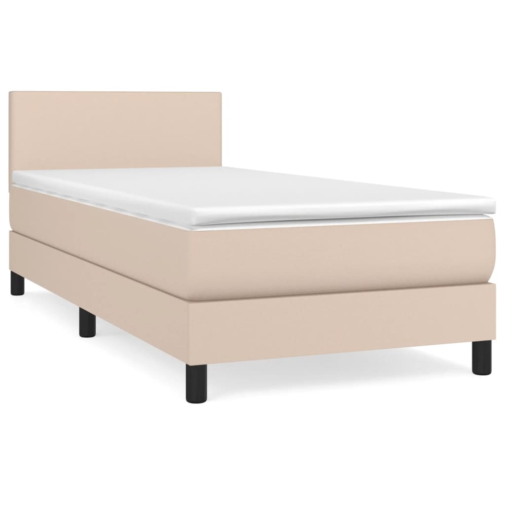 vidaXL Κρεβάτι Boxspring με Στρώμα Καπουτσίνο 100x200εκ.από Συνθ.Δέρμα