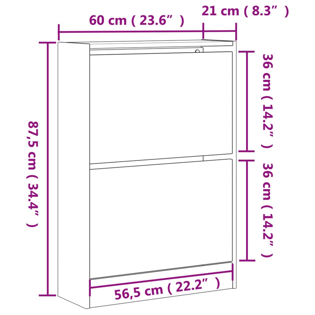 vidaXL Παπουτσοθήκη Καπνιστή Δρυς 60x21x87,5 εκ. από Επεξεργ. Ξύλο