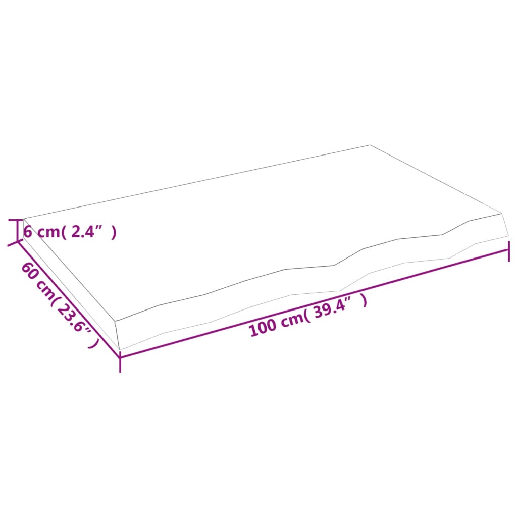 vidaXL Πάγκος Μπάνιου Σκούρο Καφέ 100x60x(2-6) εκ. Επεξεργ. Μασίφ Ξύλο