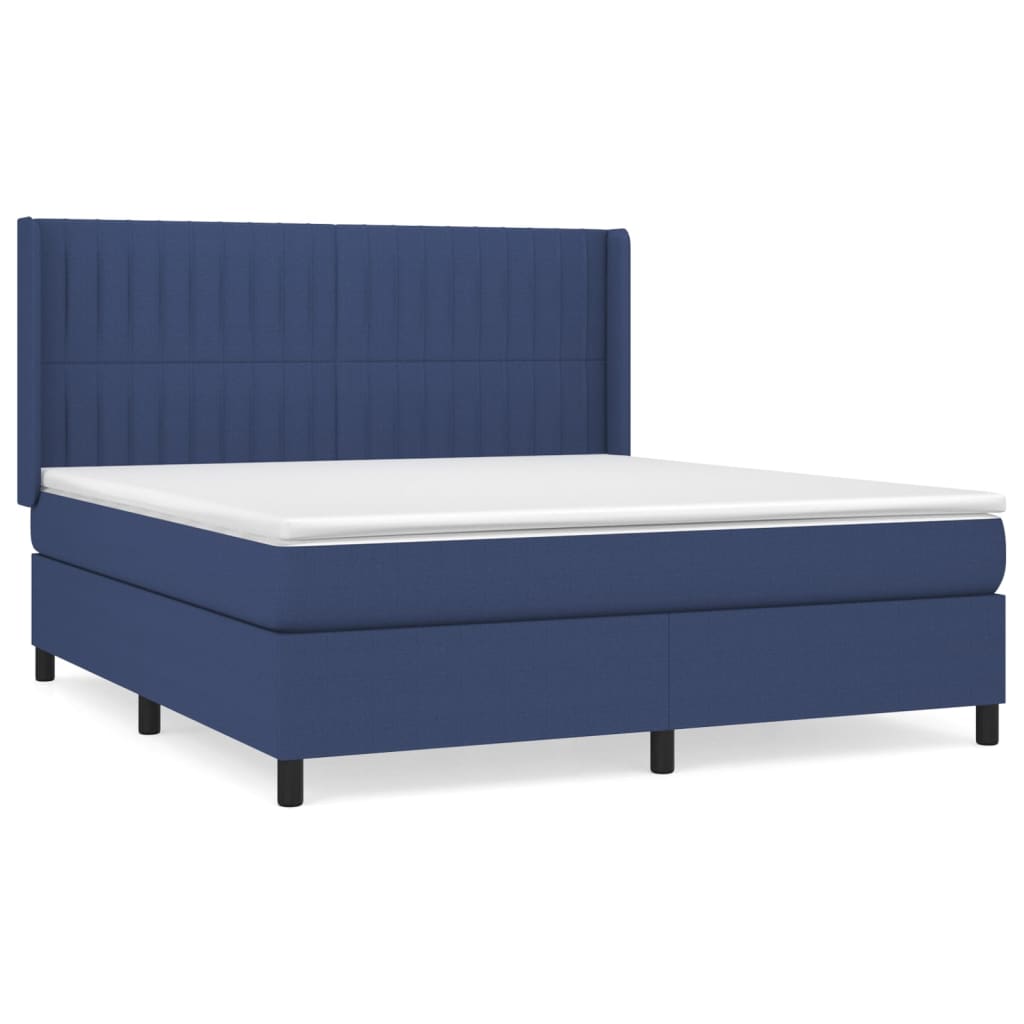 vidaXL Κρεβάτι Boxspring με Στρώμα Μπλε 180x200 εκ. Υφασμάτινο