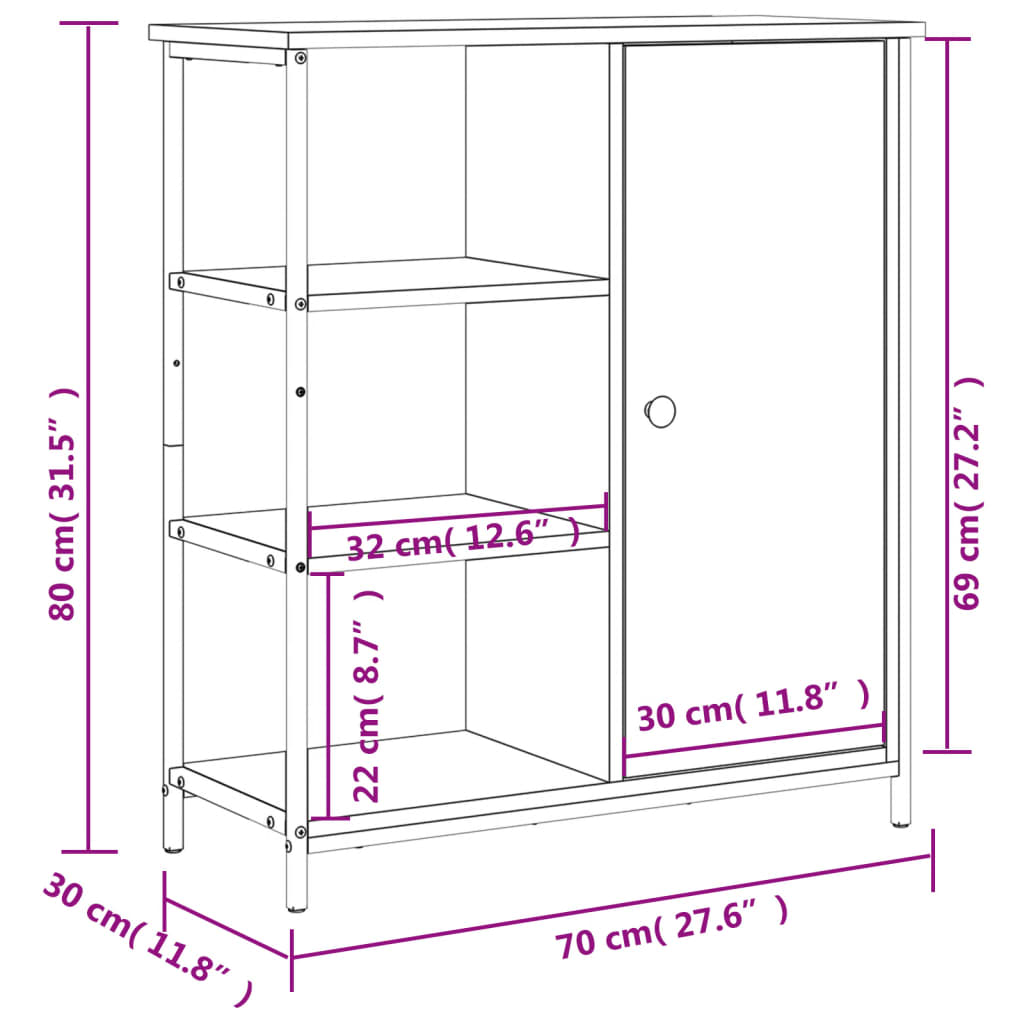 vidaXL Ντουλάπι Καπνιστή Δρυς 70 x 30 x 80 εκ. από Επεξεργ. Ξύλο