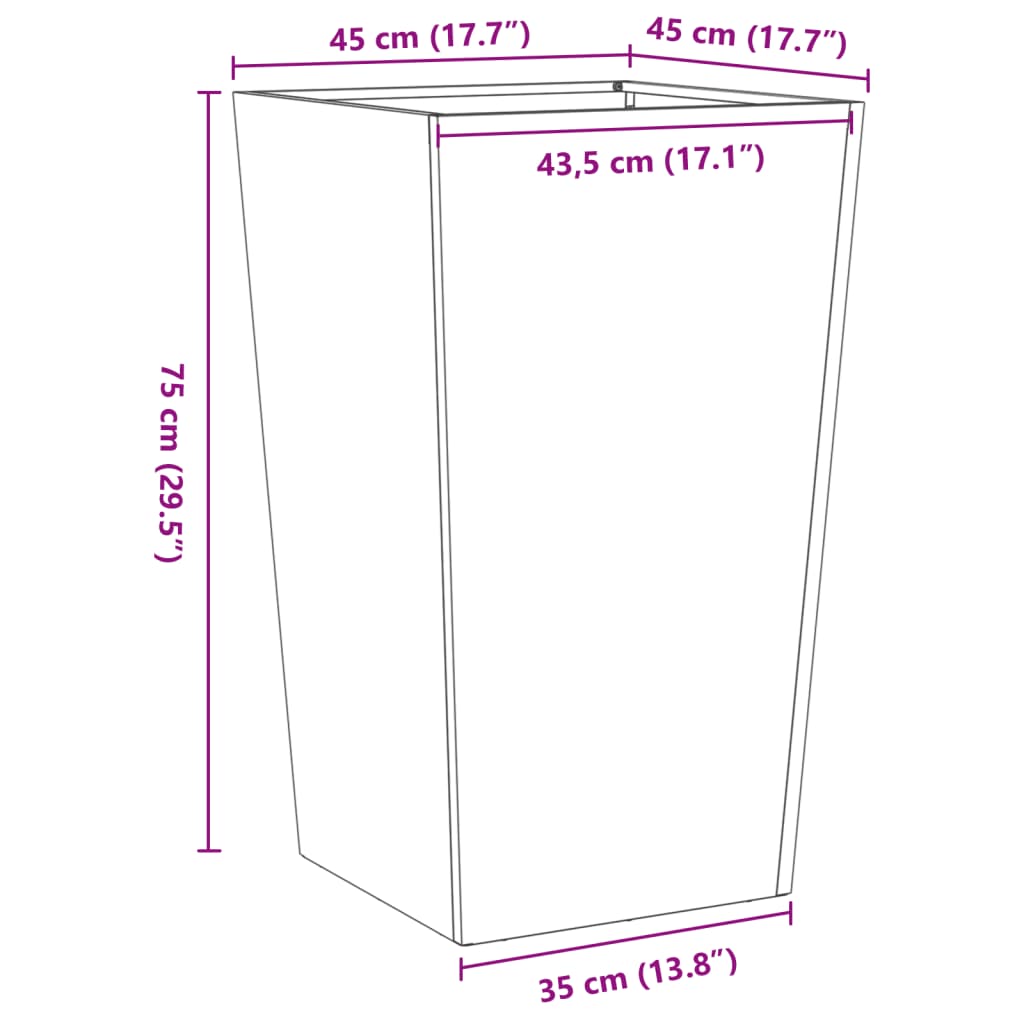 vidaXL Ζαρντινιέρες Κήπου 2 τεμ. 45x45x75 εκ. από Γαλβανισμένο Χάλυβα