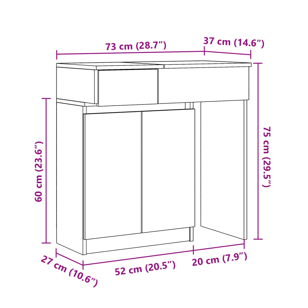 vidaXL Μπουντουάρ με LED Γκρι Σκυροδέματος 115x37x110,5 εκ.