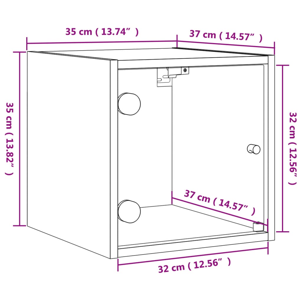 vidaXL Κομοδίνα 2 τεμ. Λευκά 35x37x35 εκ. με Γυάλινες Πόρτες