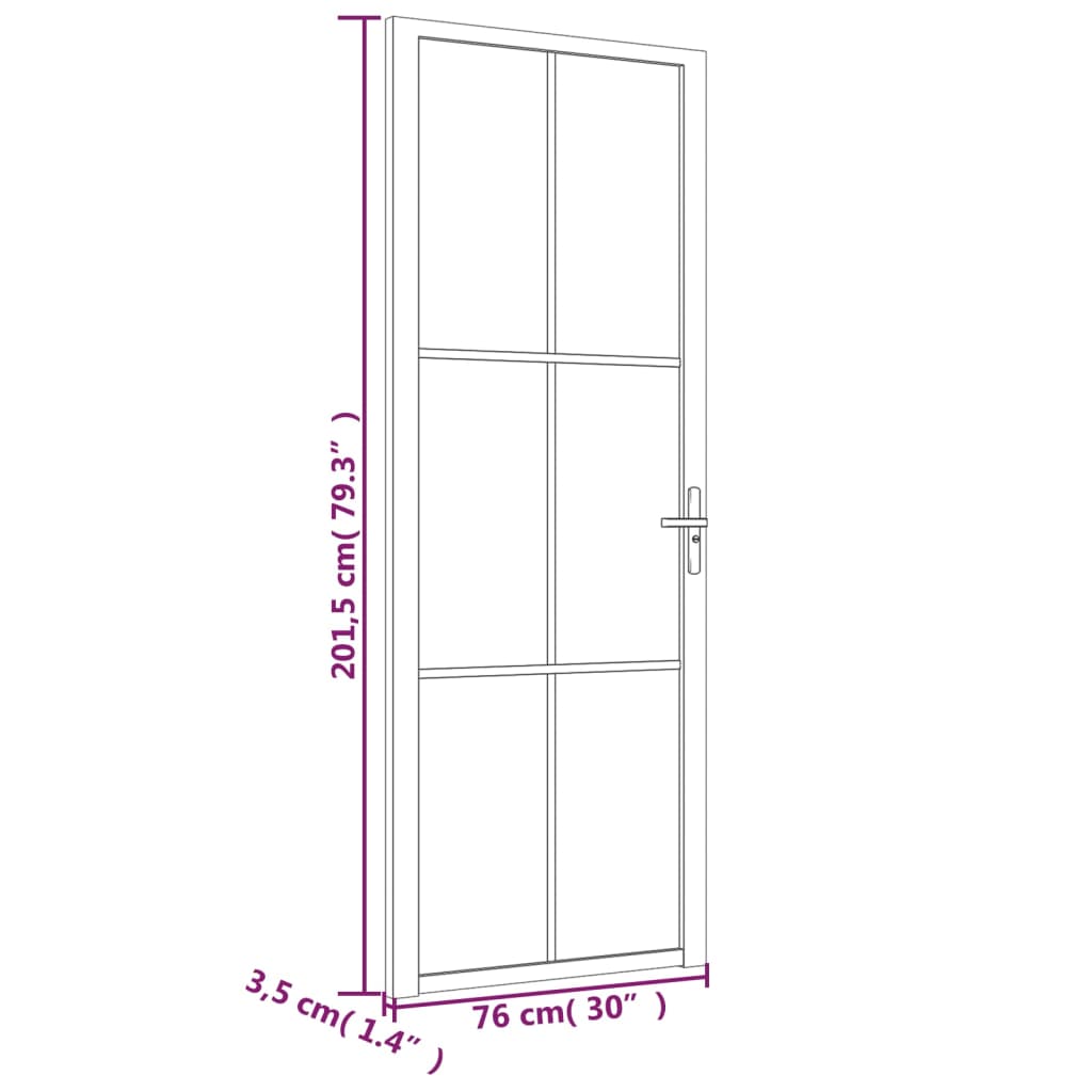 vidaXL Εσωτερική Πόρτα 76 x 201,5 εκ. Λευκό Ματ Γυαλί και Αλουμίνιο