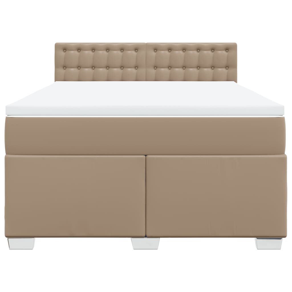 vidaXL Κρεβάτι Boxspring με Στρώμα Καπουτσίνο 140x200εκ.από Συνθ.Δέρμα