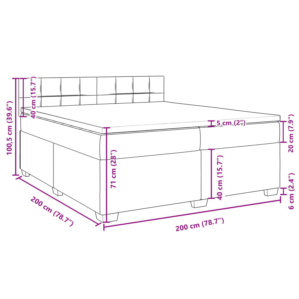 vidaXL Κρεβάτι Boxspring με Στρώμα Ανοιχτό Γκρι 200x200 εκ. Υφασμάτινο