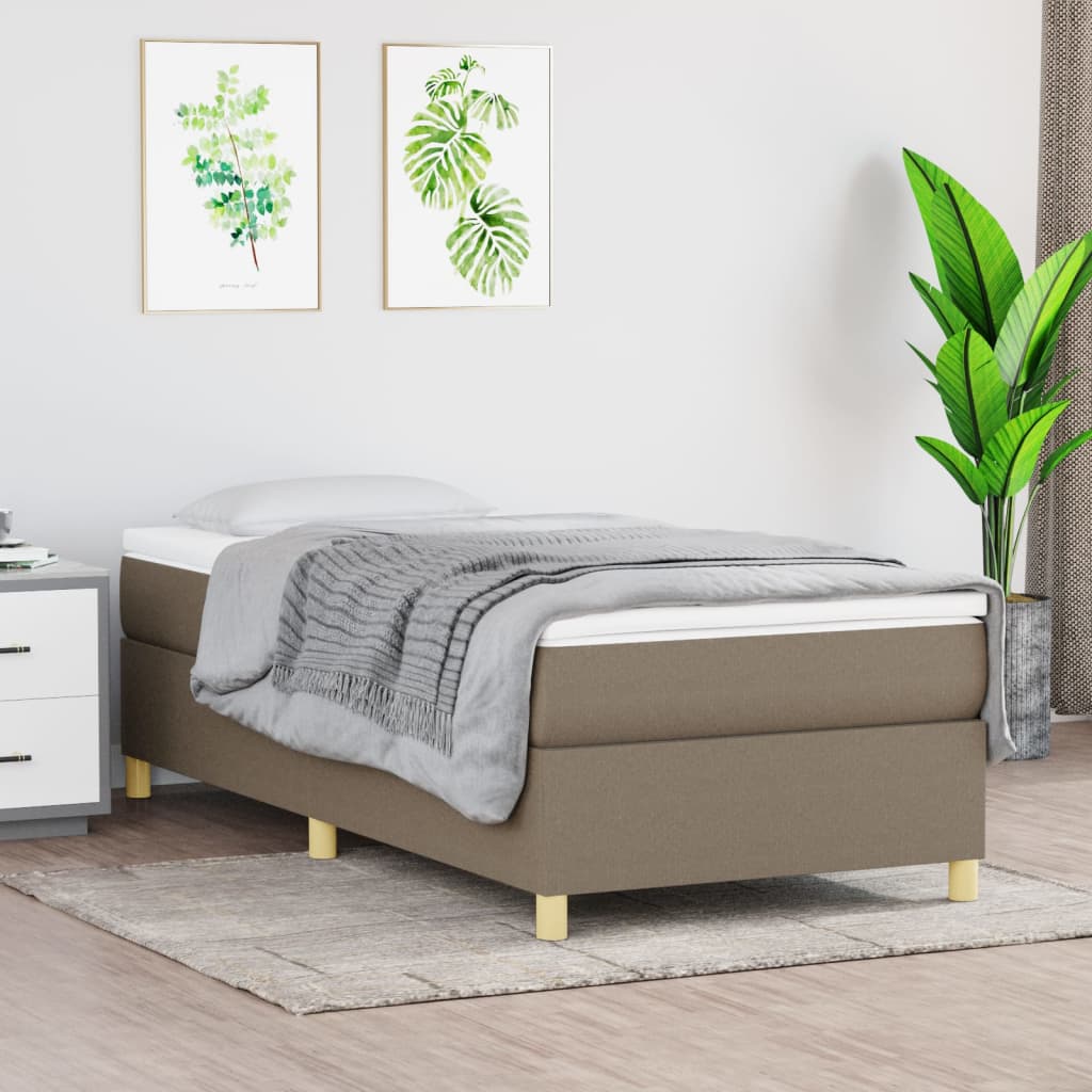 vidaXL Κρεβάτι Boxspring με Στρώμα Taupe 100 x 200 εκ. Υφασμάτινο