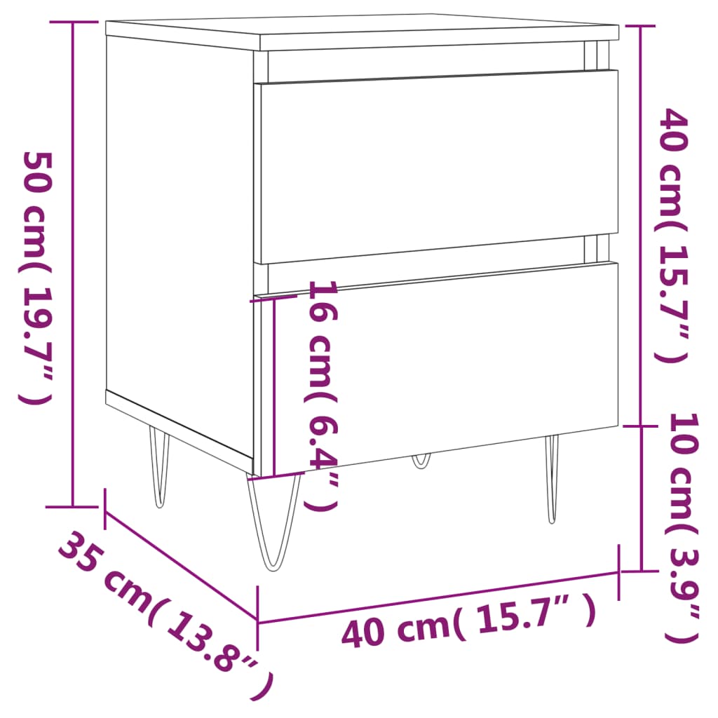 vidaXL Κομοδίνο Sonoma Δρυς 40x35x50 εκ. από Επεξεργασμένο Ξύλο