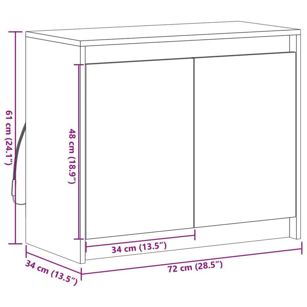 vidaXL Ντουλάπι με Φώτα LED Sonoma Δρυς 72x34x61 εκ Επεξεργασμένο Ξύλο