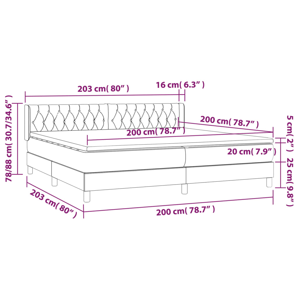 vidaXL Κρεβάτι Boxspring με Στρώμα Taupe 200x200 εκ. Υφασμάτινο