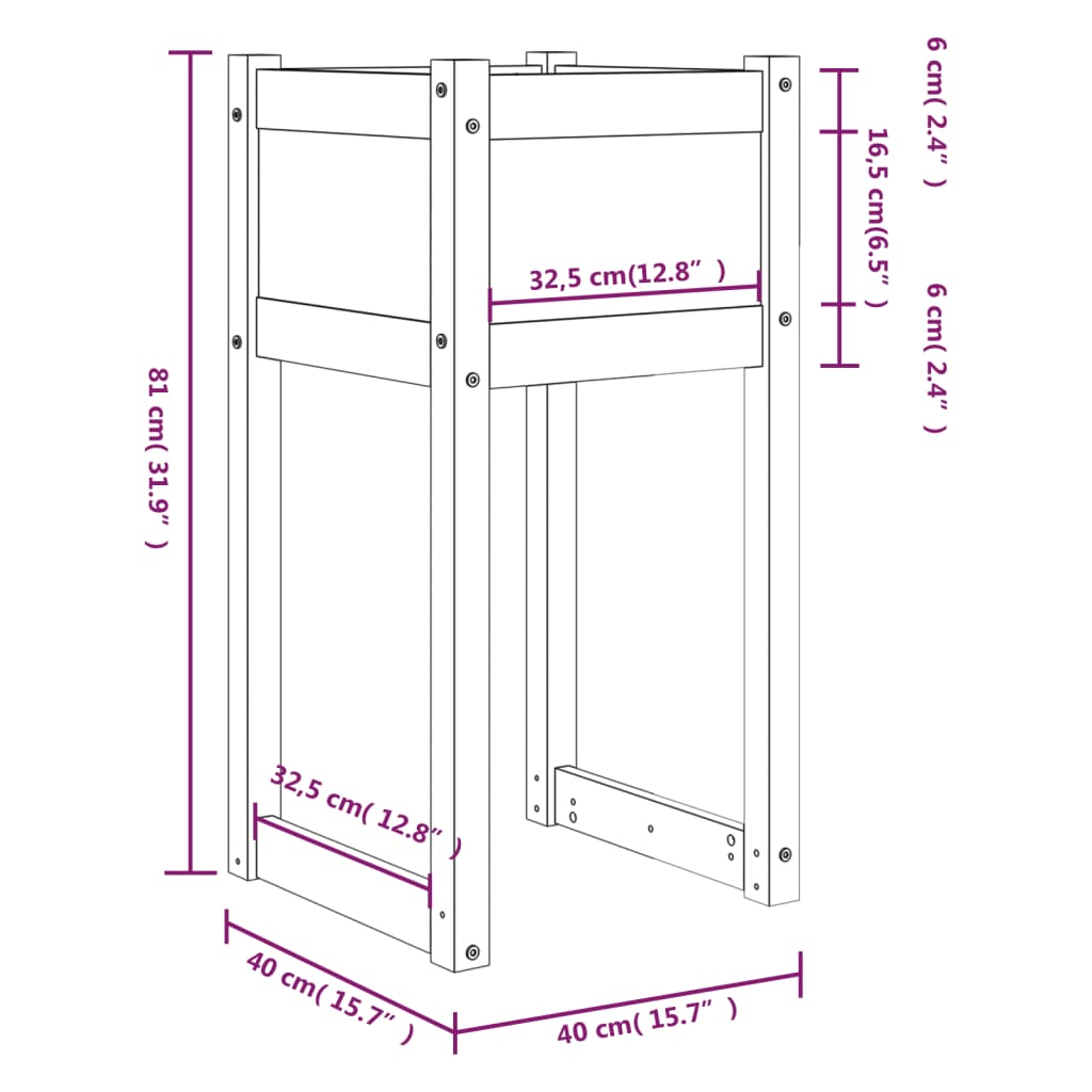 vidaXL Ζαρντινιέρες 2 τεμ. Μαύρο 40x40x81 εκ. από Μασίφ Ξύλο Πεύκου