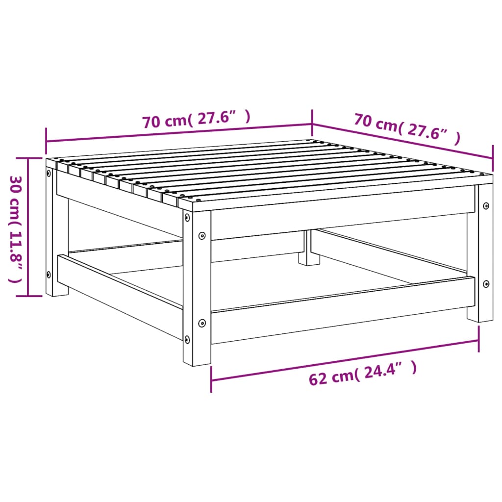 vidaXL Υποπόδιο Κήπου 70 x 70 x 30 εκ. Επεξ. Ξύλο Πεύκου