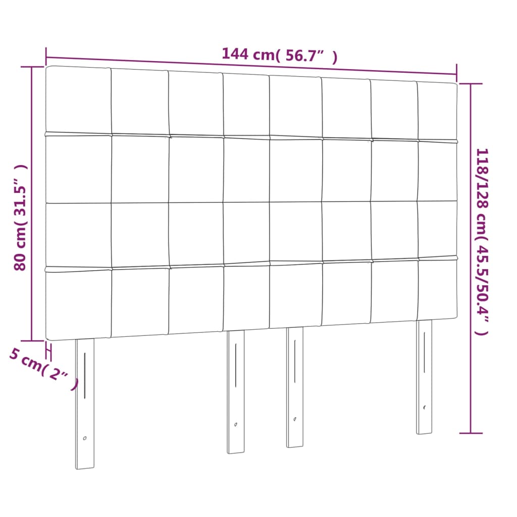 vidaXL Κεφαλάρι Κρεβατιού LED Σκούρο Καφέ 144x5x118/128εκ. Υφασμάτινο